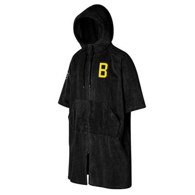 China Zipper Surf Poncho Towel Change Cloth Black Sweat Absorbent Black Dry Beach Maxi Dress - With Embroidery Logo for sale