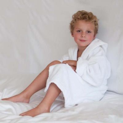 China Children Kids Cotton Casual Simple White Velvet Bathrobe Hooded Custom Bathrobe for sale