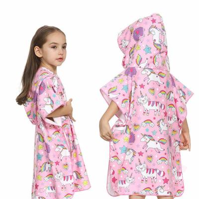 China Poncho towel kids bath/QUICK DRY cartoon printed hooded beach/pool hooded towel for sale