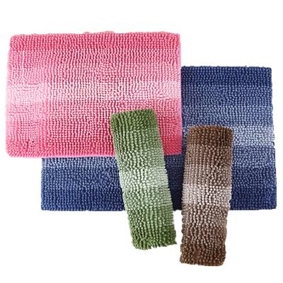 China Bathroom Washable Cover Chenille Microfiber Kitchen Floor Mat Gradient Stripe Non-Slip Bath Mats for sale