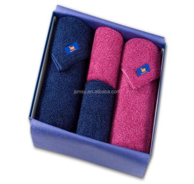 China New QUICK DRY 100% premium cotton towel set packing in gift box for sale