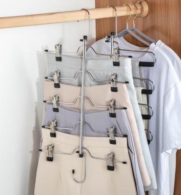 China Modern Space Saving Double Hook Metal Pants Racks Hanger Pant &skirt Hangers with Clip for sale