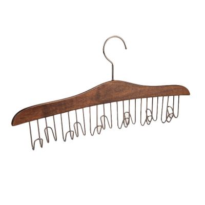 China Pulling Multifunctional Wooden Belt Scarf Hanger Belt Hanger 12 Hooks Wardrobe Closet Storage Organizer Holder Tie Hanger Scarf for sale