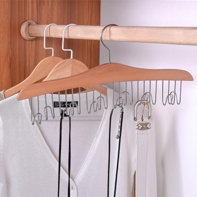 China Pulling Belt High Quality Towel Scarf Hanger With Logo Wooden Hangers Laundry Hangers for sale