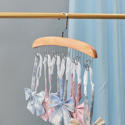 China Drawstring Space Saving Towel Scarf Belt Holder Metal Hangers Wooden Hangers for sale