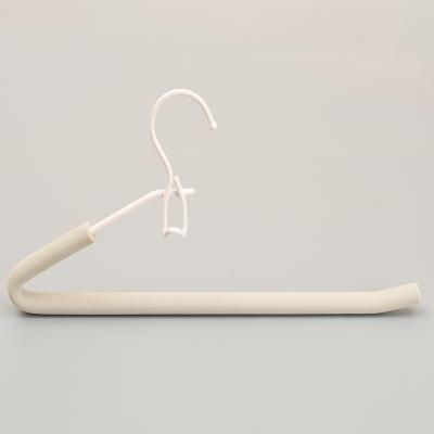 China Save Space Anti Slip EVA Trouser Hanger Open End Single Metal Pants Hangers for sale