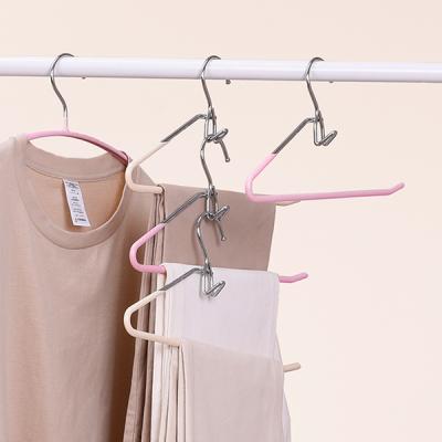 China Modern PVC Coated Trouser Pants Hanger Open End Metal Trouser Hangers for sale