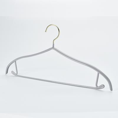 China Modern Lightweight Luxury PVC Plating Shirt Clothes Metal Hanger For Clothing Magic Non Slip Hanger for sale