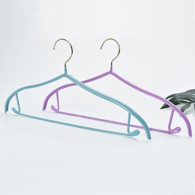 China Modern Luxury Lightweight Colorful Pvc Plating Metal Coat Hangers Stainless Steel Traceless Hanger for sale