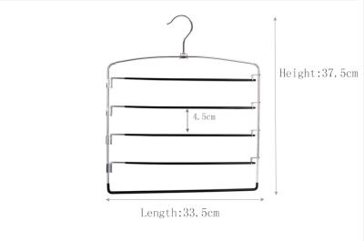 China Anti-Slip 5 in 1 Layer Multiple Hanger Pants Non-Slip Jeans Skirts Garment Hangers Racks Organizer for sale