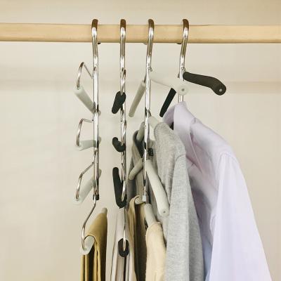 China Eco-friendly Space Saving Multifunctional Metal Pants Hanger 4 Layer Non-Slip EVA Foam Clothes Organizer for sale