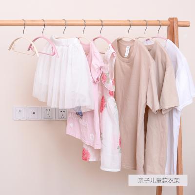 China Modern Colorful Nosed PVC Coated Metal Wire Clothes Non Slip Hangers Baby Kids Clothes Hangers for sale