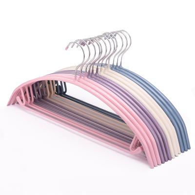 China Modern Colorful Nosed PVC Coated Metal Wire Clothes Non Slip Hangers for sale