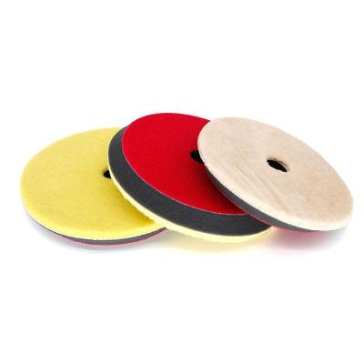 China High Yield 5 Inch Wool Car Mirror Polishing Cloth Natural Self Adhesive Coating Polishing Pad for sale