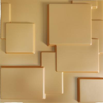 China Raincoat | Fire resistant | Easy to Install Matt Gold 3D Wall Panel PVC Square Block Wall for Interior Wall Decor in Living Room, Bedroom, Lobby, Office, Mall for sale