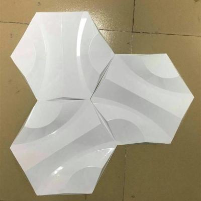 China Waterproof/Fireproof/Easy To Install Hexigon 3D Wall Panel Wave Design PVC 300x300mm for sale