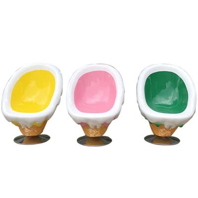 China Custom Europe Garden Decoration Colorful Fiberglass Ice Cream Chairs for sale