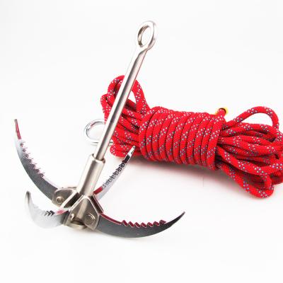 China High Quality High Density Climbing Hook Gravity Hooks Attacker Folding 4 Claw Survival Carabiner Mountaineering Survival Hook for sale