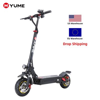 China YUME USA warehouse 1000w unisex single motor 48v 10 inch electric scooter foldable off road tire escooter adult fat with dealer price for sale