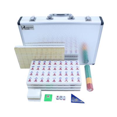 China Acrylic Factory Customized Mahjong Set 166 Mahjong Tiles With Cloth Bag Portable American Crystal Mahjong for sale