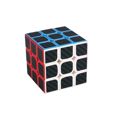 China Brain Exercise Educational Toys Durable Carbon Fiber Third Order Magic Cubes 3*3*3 Puzzle Plastic Magic Cube For Kids for sale