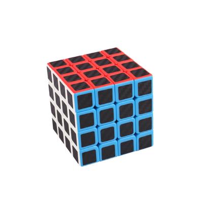 China Brain Exercise Educational Toys Durable Fourth Order Carbon Fiber Compete In Speed ​​Cube 4*4*4 Puzzle Plastic Magic Cube For Kids for sale