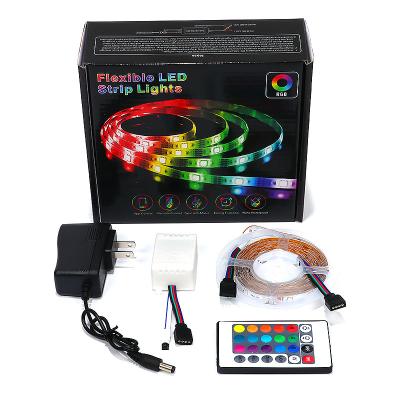 China Part Smart Dimmable RGB Led Strip SMD 2835 RGB Flexible Strip 54leds/m 5M IP20 12V RGB KITS Led Strip Kit for sale