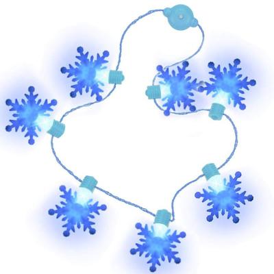 China Beautiful Hot-selling Christmas Colorful Halloween Light Up Snowflake Necklace, Christmas Light Necklace LED String Lights Winter Frozen Snowflake for sale