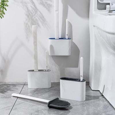 China Sustainable Silicone Toilet Brush with 2 Clean Brushes, Toilet Brush and Holder Set, Silicone Flex Toilet Brush and Bathroom Crevice Sweep for sale