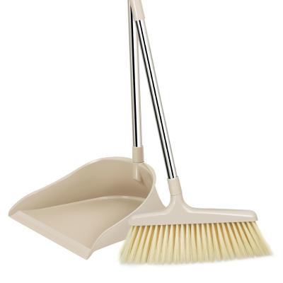 China Clasp design in one light stainless steel pipe cleaning tools floor broom dustpan suit brooms and dustpans set for sale