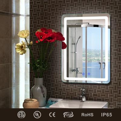 China Luxury hotel modern high quality rectangle touch screen smart switch bathroom led mirror with lights for sale