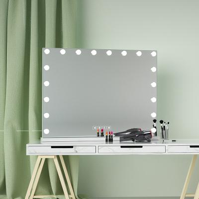 China Modern High Quality Luxury Rectangle Hollywood Makeup LED Mirror With Lights for sale