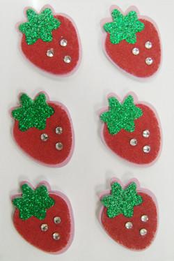 China red color child 3D Fuzzy Stickers Strawberry Style Rhinestone decor for sale