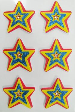 China Layered Colored Star Stickers Foam Glittering For Home Decoration  3D Dimensional Layered Fuzzy Sticker for sale