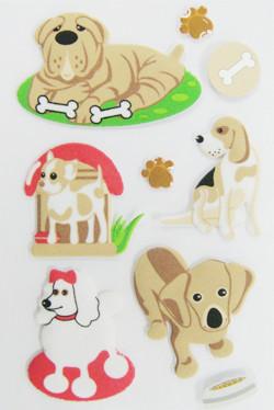 China Cute puppy 3D Animal Puffy Stickers / Kids room decoration stickers for sale