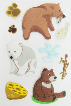 China Fuzzy Puffy custom book Stickers For Kids / Cute Little Bear desk Stickers for sale