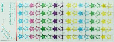 China Japanese Style Calendar Reminder Stickers Star Shape 70mm x 170mm for sale