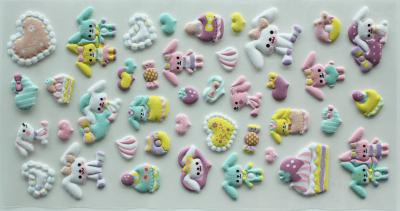 China Soft Puffy Stickers For Kids With Rabbits , Fuzzy PVC 3D Dimensional for sale