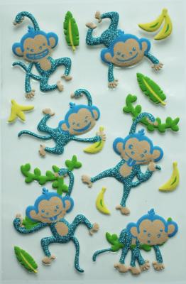 China Lovely Animal Puffy Stickers For Kids With 1.8mm Thickness , Silk Screen Printing for sale