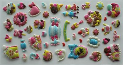 China Cute Cookies Puffy Stickers 3D Pearly PVC Dimensional For Stationery for sale