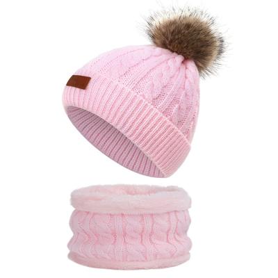 China Breathable Comfortable Knitted Artificial Fur Ball Keep Warm 2020 Kids Designer Winter Hats for sale