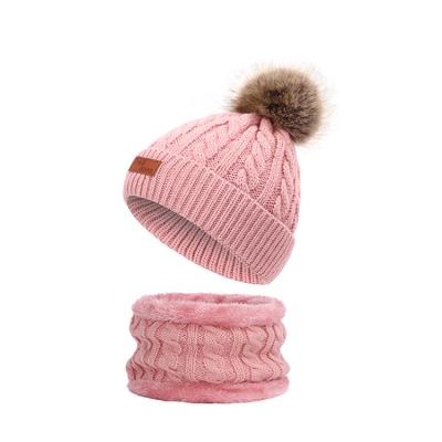 China Breathable Cute Knitted Artificial Fur Ball Keeps Warm Knit Beanie Winter Hat For Children for sale