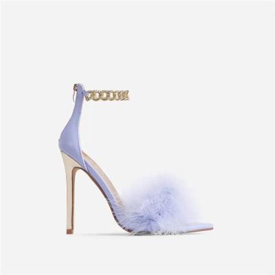 China Gorgeous fur high heels fashion trend ladies sandals high quality outdoor sexy high heels ladies sandals for sale