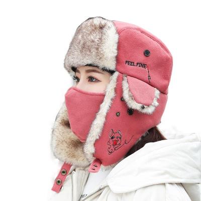 China 2020 Outdoor Unisex Hats Bomber Hat Keep Earflap Faux Fur Snow Warm Waterproof Windproof Russia COMMON Badge Pilot Hats for sale