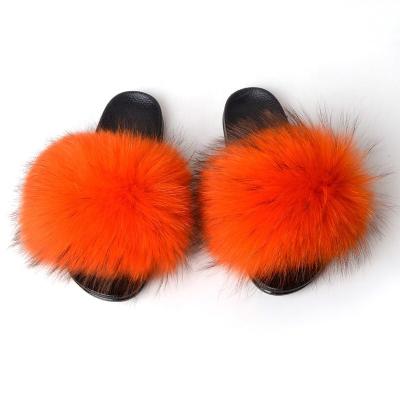 China Fashion Trend Wholesale Custom Imported Kids Fox Fur Slippers Sandals for sale