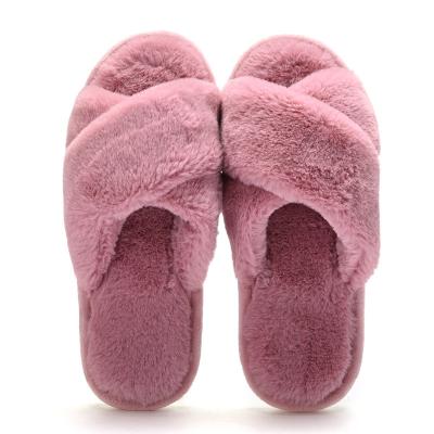 China Fashion Trend Floor Fur Bedroom Comfortable Anti-skid Slippers Striped Women Slippers Bottom Soft Home Cotton for sale