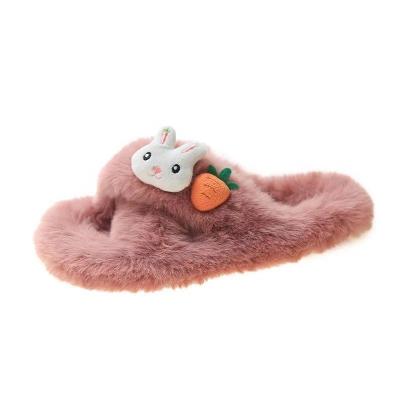 China Fashion trend winter home maomao slippers fashion sale indoor and outdoor literal slippers warm non - to slip thick soles for sale