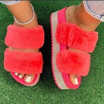 China 2021 Fashion Trend Wholesale Factory Ladies Fashion Sandals Women Fur Slide for sale