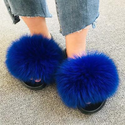 China Fashion trend ladies shoes furry slipper women sandals home slips real fox fur slippers for sale