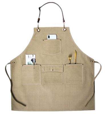 China Custom Canvas Leather Apron Waterproof Kitchen Florist Work Logo Home Apron for sale